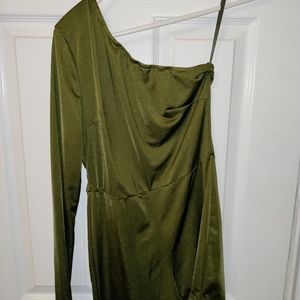 Green one shoulder romper